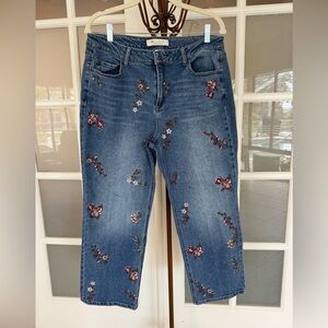 Cato Collection Embroidered Floral Jeans Size 16